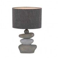 Telbix-Sandy Table Lamp - Stone/Grey Linen